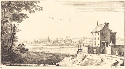 Paesaggio con città in lontananza da Sébastien  Le Clerc I