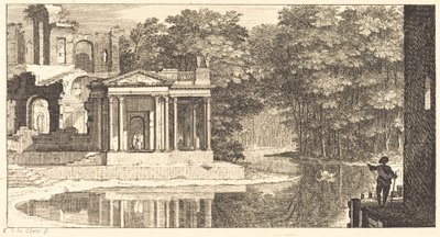 Paesaggio con rovine di un tempio e stagno da Sébastien  Le Clerc I