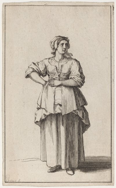 Donna serva in piedi da Sébastien Le Clerc the elder