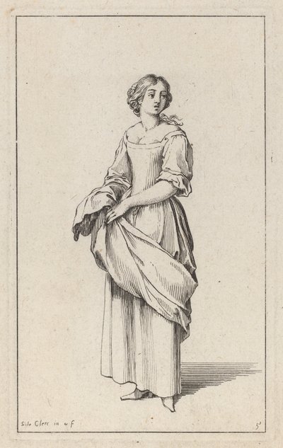 Giovane contadina in piedi da Sébastien Le Clerc the elder