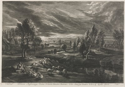 Paesaggio con pastore che suona un flauto da Schelte Adams Bolswert