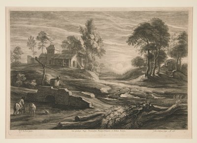 Paesaggio con un pozzo da Schelte Adams Bolswert