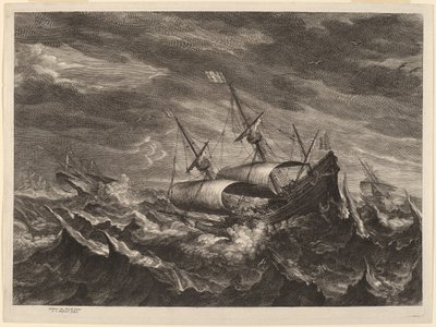 Barche a vela in una tempesta da Schelte Adams Bolswert after Andries van Eertvelt