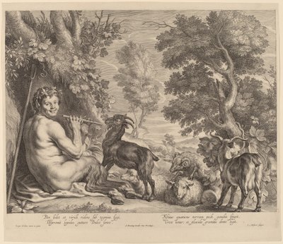 Pan che suona il flauto da Schelte Adams Bolswert after Jacob Jordaens