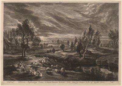Paesaggio con un villaggio da Schelte Adams Bolswert after Sir Peter Paul Rubens