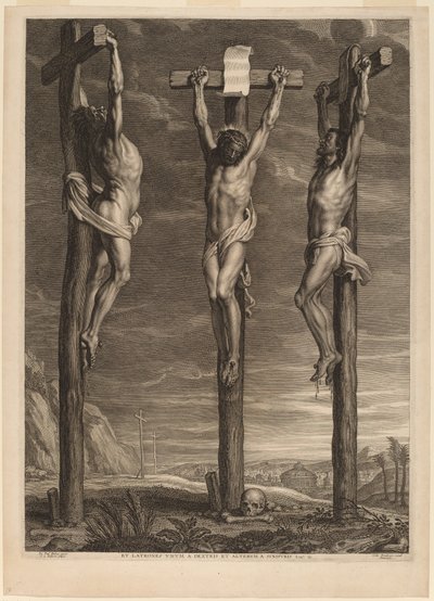 Cristo crocifisso tra due ladroni da Schelte Adams Bolswert after Sir Peter Paul Rubens