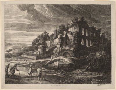 Paesaggio con grandi rovine romane da Schelte Adams Bolswert after Sir Peter Paul Rubens
