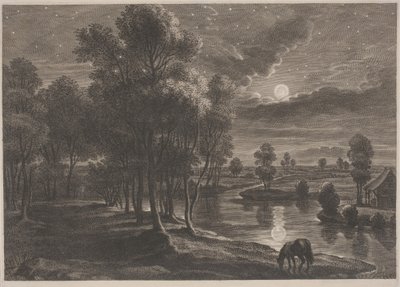 Paesaggio fluviale al chiaro di luna da Schelte Adams Bolswert, after Sir Peter Paul Rubens