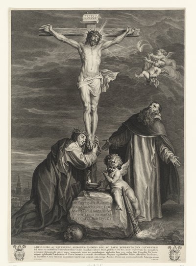 Cristo sulla croce con i santi Caterina da Siena e Domenico sotto la croce da Schelte Adamsz. Bolswert