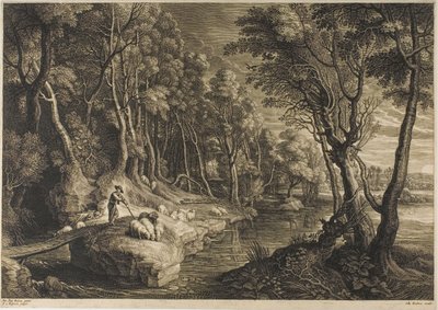 Foresta attraversata da un ruscello, da I piccoli paesaggi da Schelte Adamsz. Bolswert