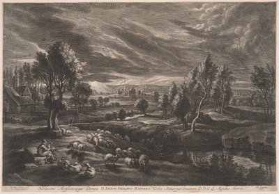 Paesaggio con pecore, da I piccoli paesaggi da Schelte Adamsz. Bolswert