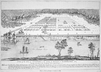 Veduta di Savannah, Georgia nel 1741 da School American