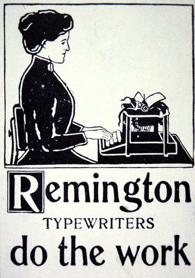 Pubblicità per macchine da scrivere Remington da School American