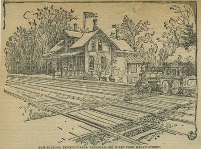 Stazione di Elm, West Philadelphia, Pennsylvania Railroad, USA da School American