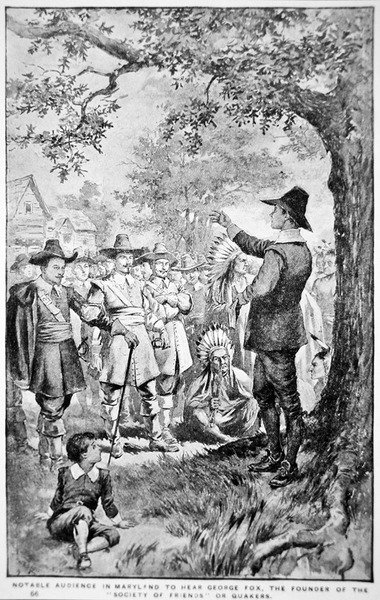 George Fox predica nel Maryland da School American