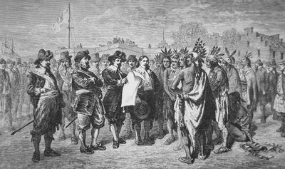 Il governatore Kieft fa pace con gli indiani nel 1646 da School American