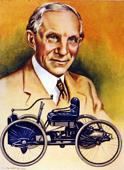 Henry Ford e la sua prima automobile del 1896 da School American
