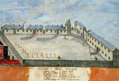 Pianta della prigione del Mulino, fine XVIII o inizio XIX secolo (acquerello e inchiostro su carta) da School American