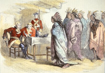 Pontiac visita il maggiore Gladwin a Fort Detroit nel 1763 da School American
