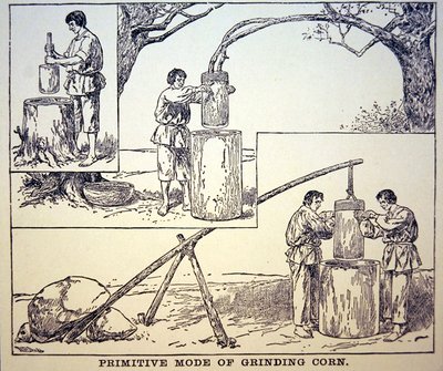 Metodo primitivo di macinazione del grano da School American