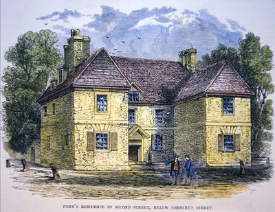 Residenza di William Penn in Second Street, sotto Chestnut Street, Filadelfia da School American
