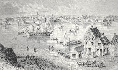 Il traghetto, New York, c.1750 da School American