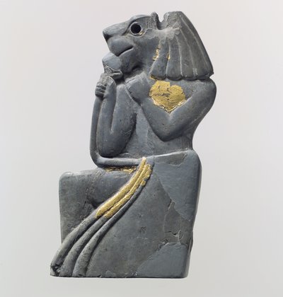 Frammento di placca: figura inginocchiata con testa di leone, c. XVIII secolo a.C. da School Anatolian
