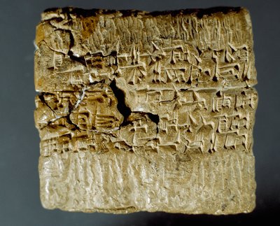 Civiltà assira: scatola incisa con caratteri cuneiformi riguardanti la produzione di due miniere d