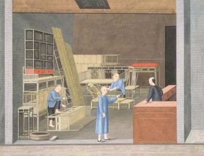 Negozio di mobili in bambù (gouache e acquerello su carta) da School Chinese