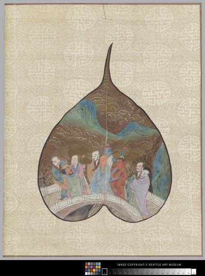 Foglia di Bodhi con pittura di Luohan da School Chinese