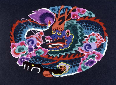 Ritaglio di carta cinese colorato con un drago da School Chinese