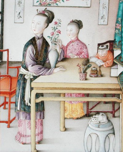 Dettaglio di un pannello imperiale di Canton, periodo Qianlong da School Chinese