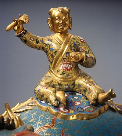 (dettaglio) di un cavaliere da una coppia di Qilin, periodo Qianlong (1736-95) da School Chinese