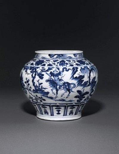 Vaso blu e bianco eccezionalmente raro e importante, Dinastia Yuan, metà del XIV secolo da School Chinese