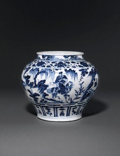 Vaso blu e bianco eccezionalmente raro e importante, Dinastia Yuan, metà del XIV secolo da School Chinese