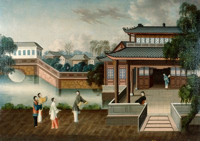Figure che si Avvicinano a una Villa sul Fiume da School Chinese