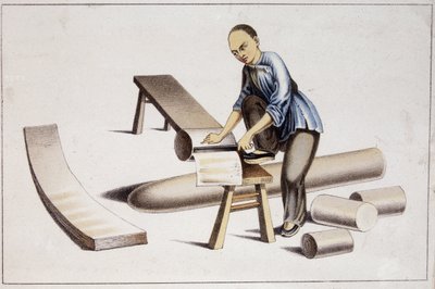 Come tagliare la sostanza della carta cinese (secondo un disegno cinese) - inizio XIX secolo da School Chinese