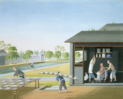Fabbricazione di porcellana, Cina, 1820 circa (gouache su carta) da School Chinese