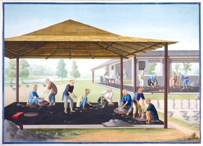 Vasi e ciotole da modellare, 1825 circa (guazzo su carta) da School Chinese