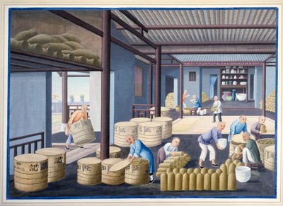 Imballaggio della porcellana, 1825 circa (gouache su carta) da School Chinese