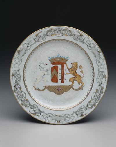 Piatto con stemma, c.1740 da School Chinese