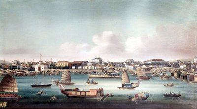 Il porto di Canton (Cina) intorno alla metà del XIX secolo. Dipinto cinese anonimo da School Chinese