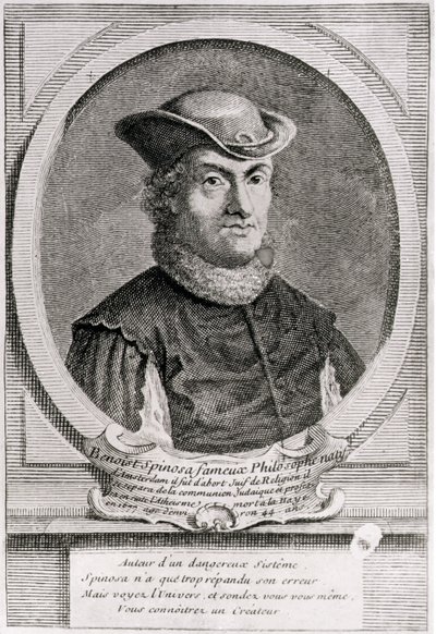 Ritratto di Baruch o Benedetto Spinoza (1632-77), filosofo olandese (incisione) da School Dutch