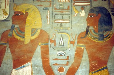 Antico Egitto, pittura, tomba di Ramesse I, Ramesse I con il dio Harsiesis da School Egyptian