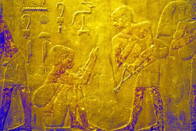 Antico Egitto, Scultura/pittura murale, Mastaba/Tomba di Ti, Saqqara, V dinastia, Commercio di merci al mercato da School Egyptian