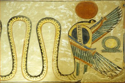 Antico Egitto, Pittura murale, Tomba di Amon hir Khopshef, Ureo e serpenti alati guardano l