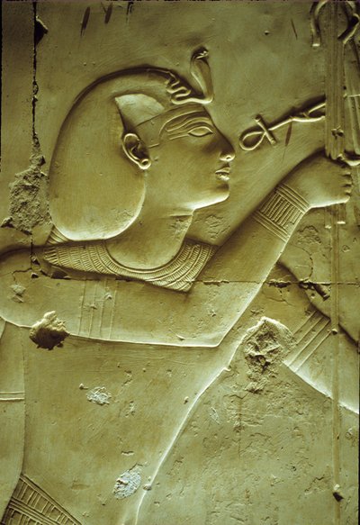 Antico Egitto, Pittura/scultura murale, Seti I riceve la vita, simboleggiata dall