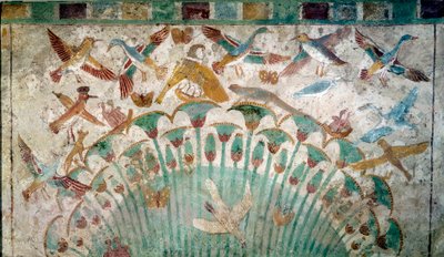Antico Egitto: animali in un papiro, frammento di calcare dalla tomba di Neferhotep, circa 1400 a.C. XVIII dinastia, Dimensioni 43x74 cm Parigi, Museo del Louvre da School Egyptian