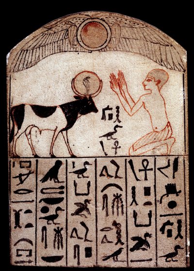 Arte antica: stele del Serapeo (calcare dipinto). Adorazione del Dio Apis da School Egyptian