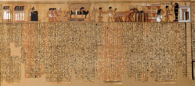 Antichità egiziana: Libro dei Morti, Papiro di Nebqed. Circa 1400-1350 a.C. XVIII dinastia. Da Tebe. Lunghezza 6,3 m Parigi, Museo del Louvre da School Egyptian